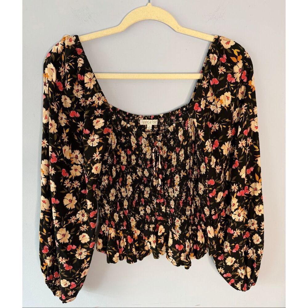 Patrons of Peace Boho Floral Smocked Blouse M